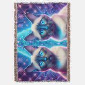 2 Siamese Kittens Posing In With Christmas Tree スローブランケット (正面縦)