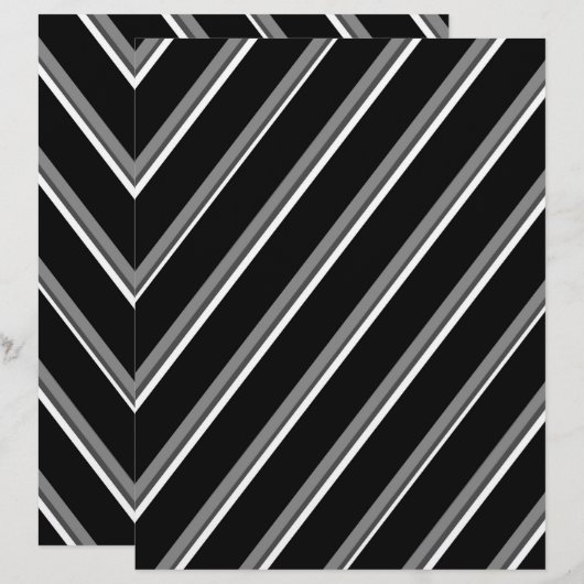 2-Sided B&W Diagonal Stripes Scrapbook Page (正面/裏面)