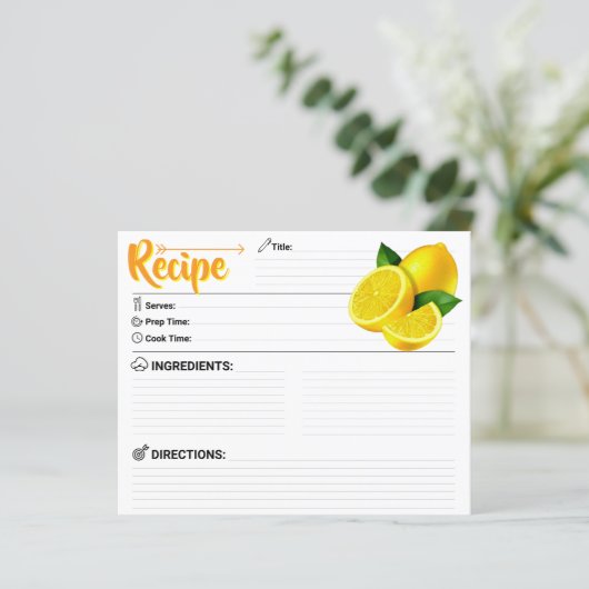 2 Sided Blank - Modern Lemon Recipe Card (スタンド正面)
