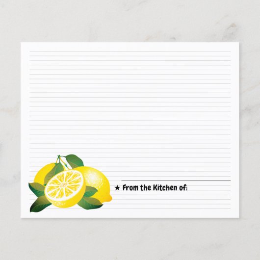 2 Sided Blank - Modern Lemon Recipe Card (裏面)