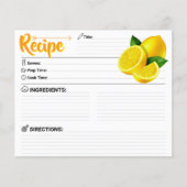 2 Sided Blank - Modern Lemon Recipe Card (正面)
