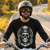 2 Sided Custom Biker Skull Motorcycle Long Sleeve Tシャツ