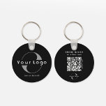 2 sided Logo & QR Code on Black Company Business K キーホルダー<br><div class="desc">Personalized light and waterproof Logo Keychains with a simple minimal design. Add your URL to create QR Code,  logo and text. - available in multiple colors to suit your brand identity,  you can find it here: https://www.zazzle.com/collections/business_double_sided_keychains-119019686064790535</div>