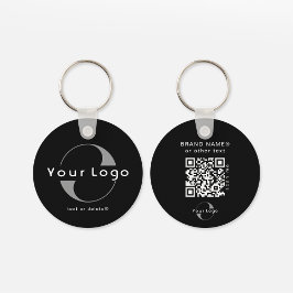 2 sided Logo & QR Code on Black Company Business K キーホルダー
