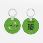 2 sided Logo & QR Code on Green Company Business K キーホルダー<br><div class="desc">Personalized light and waterproof Logo Keychains with a simple minimal design. Add your URL to create QR Code,  logo and text. - available in multiple colors to suit your brand identity,  you can find it here: https://www.zazzle.com/collections/business_double_sided_keychains-119019686064790535</div>