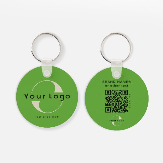 2 sided Logo & QR Code on Green Company Business K キーホルダー