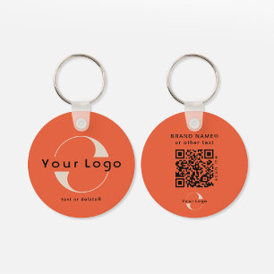 2 sided Logo & QR Code on Orange Company Business キーホルダー