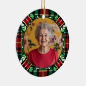 2 sided Memorial Christmas plaid ornament セラミックオーナメント (右)