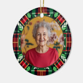 2 sided Memorial Christmas plaid ornament セラミックオーナメント (左)