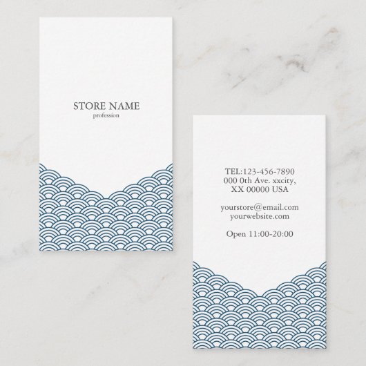2 sides Blue Waves "Seigaiha" WAGARA V 名刺 (正面/裏面)