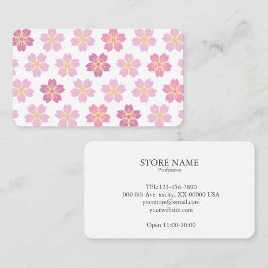 2 sides Cherry Blossom "SAKURA" White 名刺 (正面/裏面)