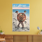 2 Sunbathing Women & Asian Umbrella, Florida キャンバスプリント (インサイチュ (リビング))