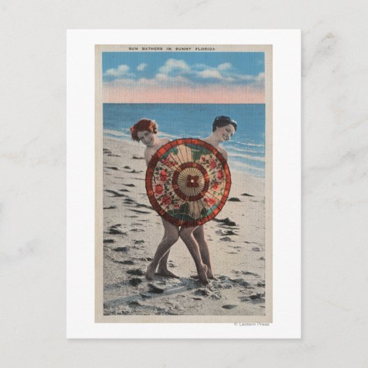 2 Sunbathing Women & Asian Umbrella, Florida ポストカード (正面)