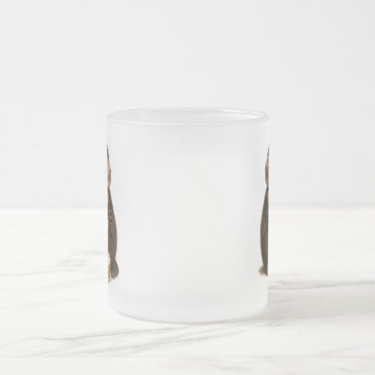 2 sweet Capuchin monkeys lovingly embrace each oth フロストグラスマグカップ (中央)