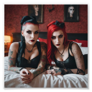 2 Tattooゴシックガールズオンベッド フォトプリント
