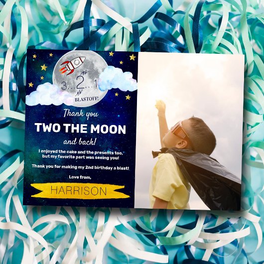 2 The Moon 2nd Birthday Photo サンキューカード