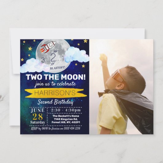 2 The Moon 2nd Birthday Photo 招待状 (正面)