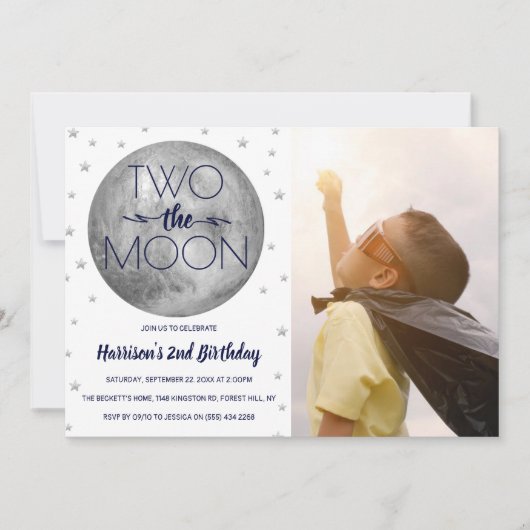 2 The Moon 2nd Birthday Photo 招待状 (正面)