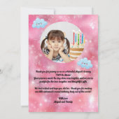 2 the Moon Cute Birthday写真サンキューカード 招待状 (裏面)