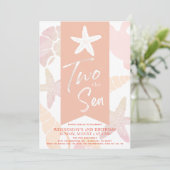 2 the Sea Starfish Coral Pink 2nd Birthday Invite 招待状 (スタンド正面)