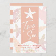 2 the Sea Starfish Coral Pink 2nd Birthday Invite