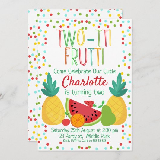 2-tii Fruit 2nd Birthday招待 招待状 (正面/裏面)