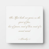 2 Timothy 1:7聖なる書物、 経典聖書の聖句 フォトプラーク (正面)