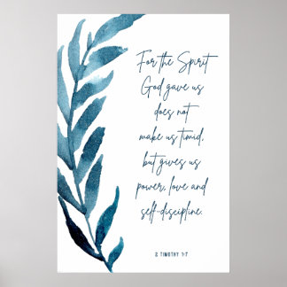 2 Timothy 1:7, Bible Verseプリント, Home Decor ポスター