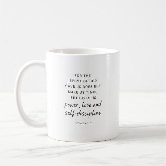 2 Timothy 1:7 Bible Verse Mug コーヒーマグカップ (左)