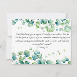 2 Timothy 1:7 English Burmese Ivy White Note Card ノートカード