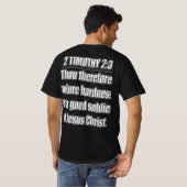 2 Timothy 2 3 困難に耐えよ イエスの良い兵士 Tシャツ (裏面フル)