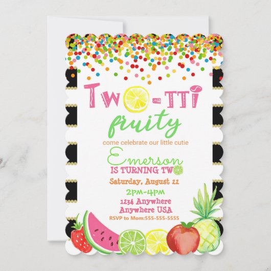 2 to frutti 2nd誕生日Tutti Fruttiウォーターコロ 招待状 (正面)