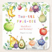 2-ttiかわいいフルーツ2nd誕生日パーティー スクエアペーパーコースター (正面)