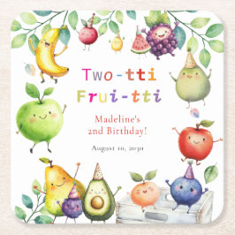 2-ttiかわいいフルーツ2nd誕生日パーティー スクエアペーパーコースター