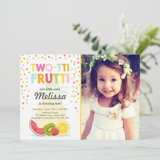 2-ttiフルーティパーティー招待状Tuttiフルーティ誕生日 招待状 (スタンド正面)