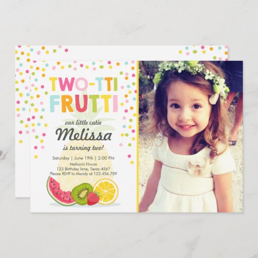 2-ttiフルーティパーティー招待状Tuttiフルーティ誕生日 招待状 (正面/裏面)