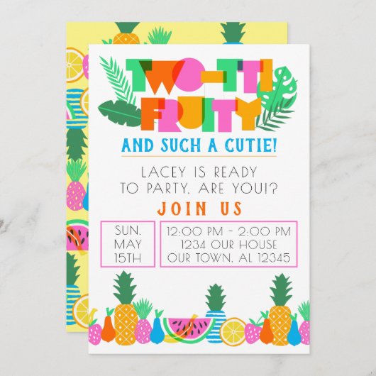 2-TTIフルーティー&そのようなかわいこちゃん! 招待状 (正面/裏面)