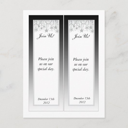 2 Winter Diamond Wedding Save the Date Bookmarks 案内ポストカード (正面)