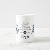 2 x写真結婚の記念日ANY年名日付 ボーンチャイナマグカップ (正面)