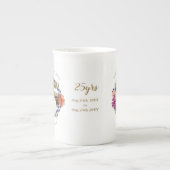 2 x写真結婚の記念日ANY年名日付 ボーンチャイナマグカップ (正面)