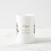 2 x写真結婚の記念日ANY年名日付 ボーンチャイナマグカップ (正面)