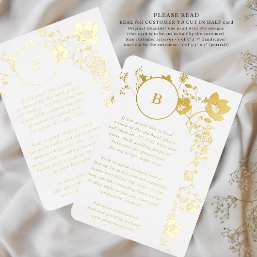 2 X詳細モノグラムサークルモノグラムワイルドフラワー 箔招待状