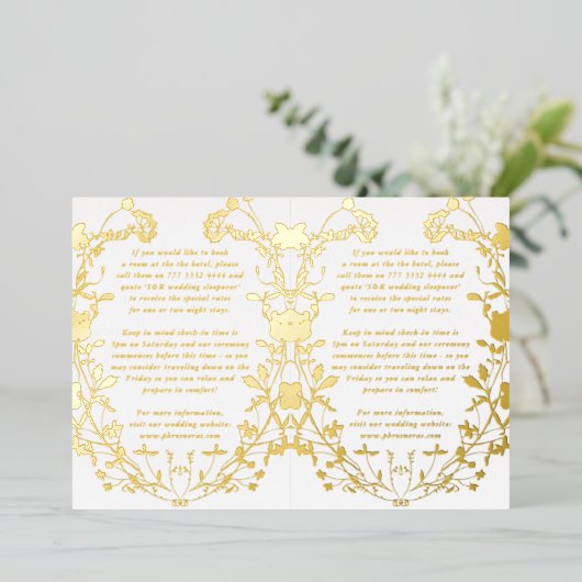 2 X詳細リース乾燥野花 箔招待状 (立ち正面)