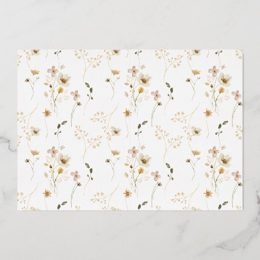 2 X詳細リース乾燥野花 箔招待状 (裏面)