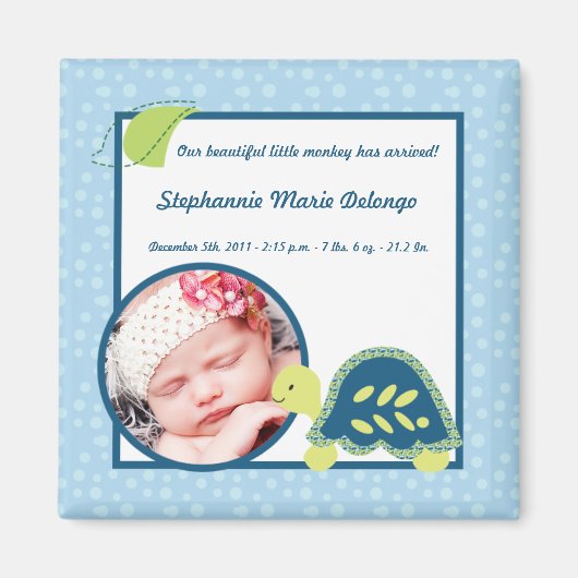 2"x2"のお知らせマグネットタートルリーフ海海 マグネット (正面)