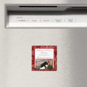 2"x2" アナウンスメント マグネット クリスマス 赤い雪の結晶 (インサイチュ (食洗機))