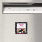 2"x2" アナウンスメント マグネット ブラック フローラル ホット ピンク スト (インサイチュ (食洗機))