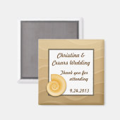 2"x2" アナウンスメント マグネット 砂浜の貝殻 (正面/裏面)