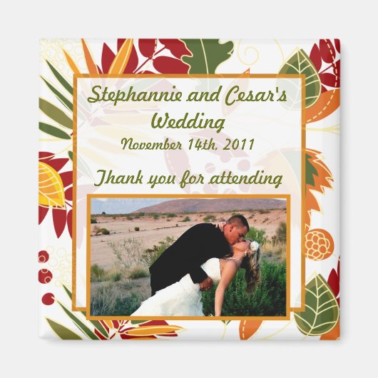 2"x2" アナウンスメント マグネット 秋の落ち葉 (正面)