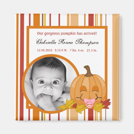 2"x2"アナウンス磁石秋秋かぼちゃ マグネット (正面)